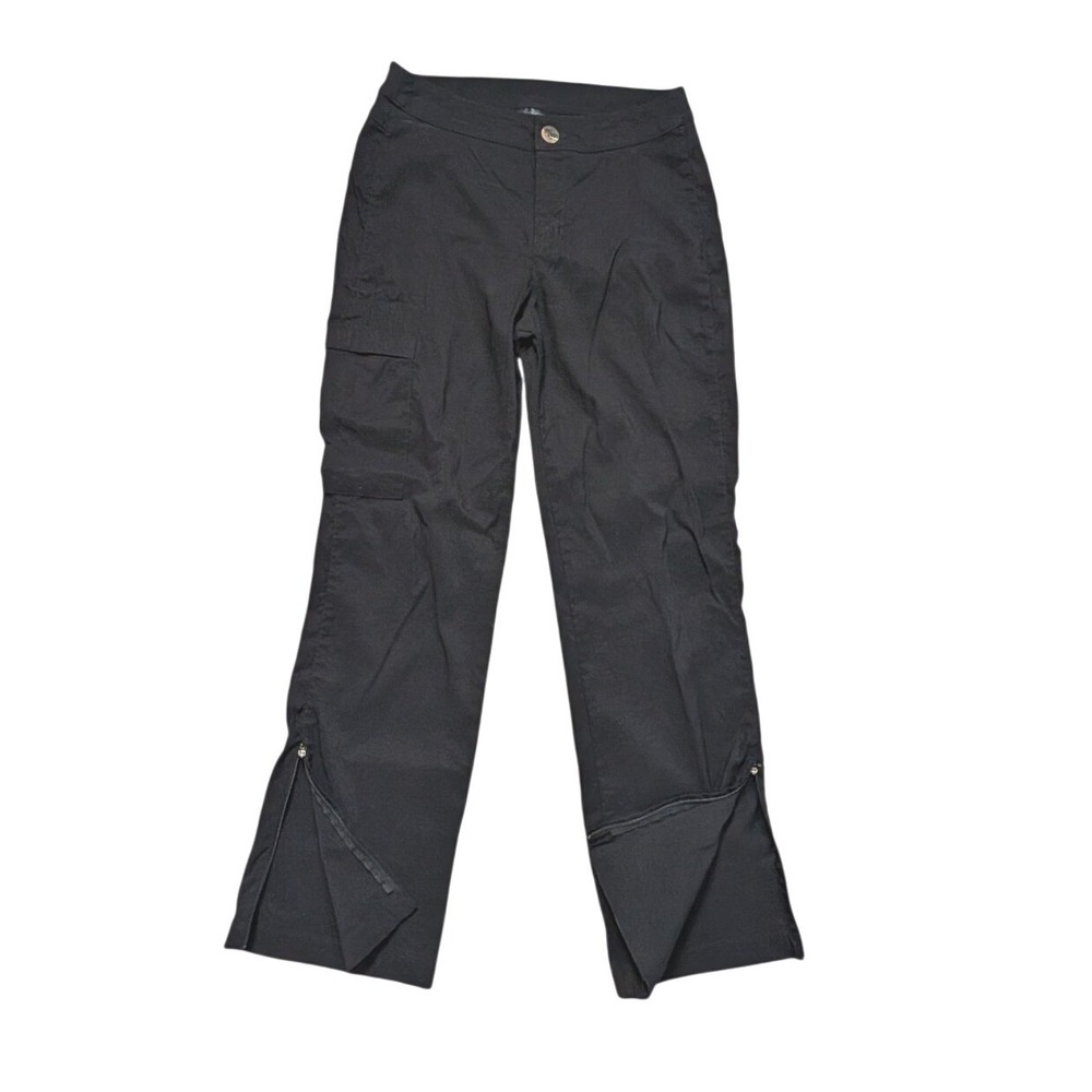 Athleta Black Cargo Hiking Pants Side Zip Ankle Vents Women Small USA